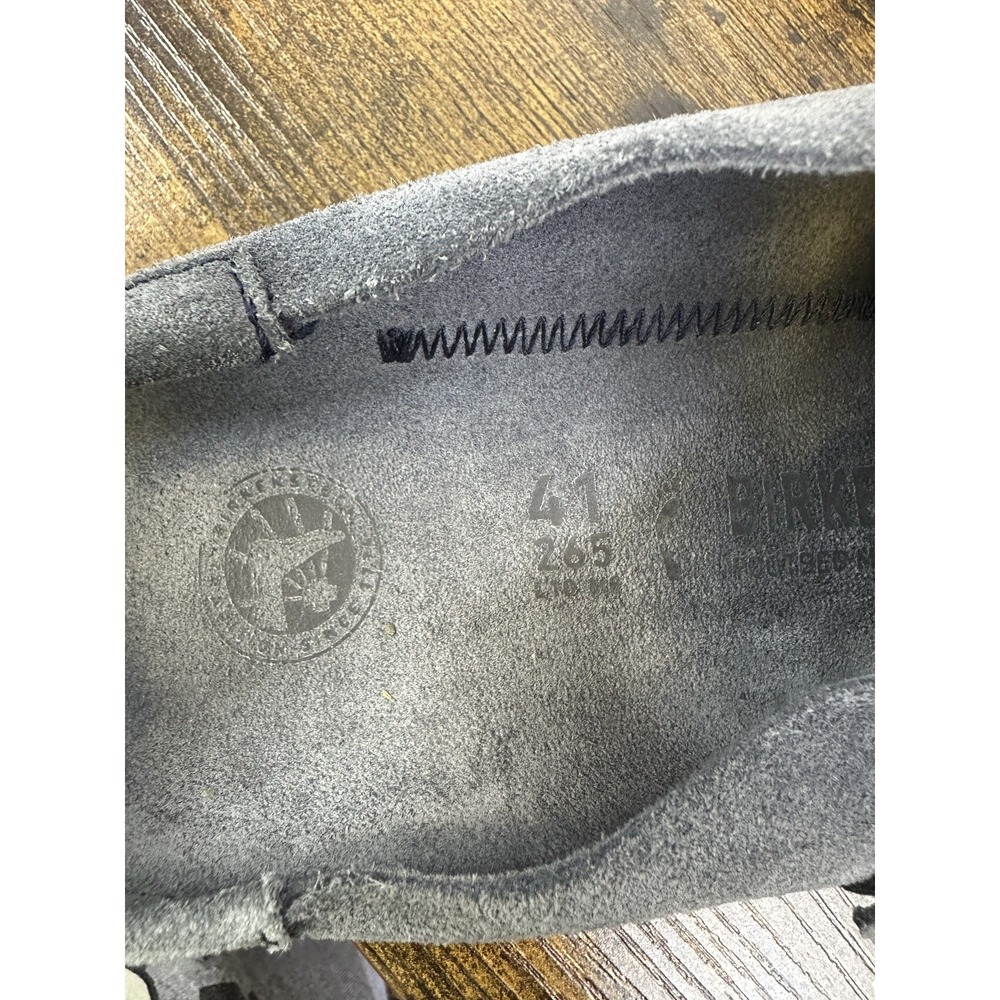 Birkenstock Buckley Blue Grey Suede Clog Cork Shoes Size 41 Women's 10 Men's 8 - Picture 8 of 14